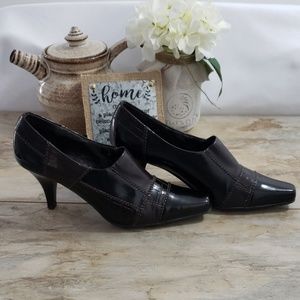 Franko Sarto L-Team Brown/Black Pointed Heel Pumps